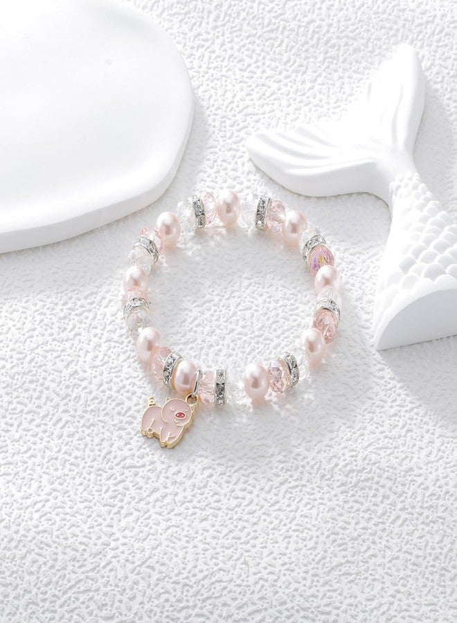 Fullrainbow Cute Pig Bracelet for Women Pig Gifts for Pig Lovers Pig Stuff Pig Decor Pig Gifts Cute Pig Charm Jewelry Bracelet (Pink Pig Bracelet) - Image 3
