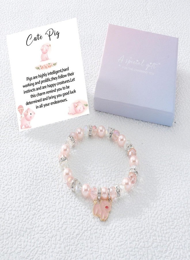 Fullrainbow Cute Pig Bracelet for Women Pig Gifts for Pig Lovers Pig Stuff Pig Decor Pig Gifts Cute Pig Charm Jewelry Bracelet (Pink Pig Bracelet) - Image 5