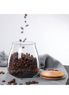 Excefore Clear Glass Storage Canister Holder, 400 ML/13 FL OZ Glass Food Storage Containers, with Airtight Bamboo Lid, Round Decorative Container Jar, for Coffee, Spice, Candy, Salt, Condiment, Pepper, Sugar  - Image 2