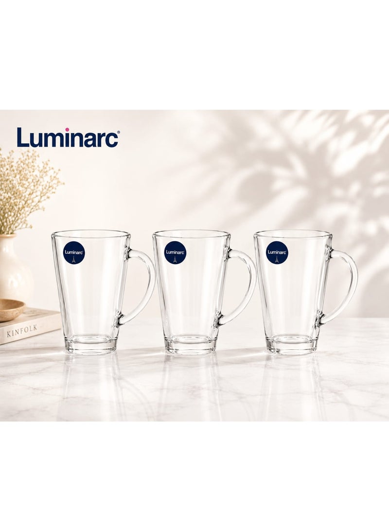 Luminarc Florero, 3-Piece Premium Quality Mug Glass Tumblers Clear 8.5 oz - Image 2