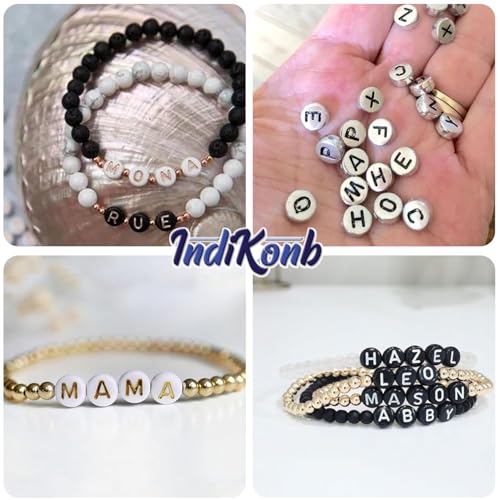 INDIKONB Alphabet Letter Round Beads 6mm | Colorful Alphabet Beads for Bracelets | Round Letter Beads for Jewelry Making, DIY Crafts, and Personalized Accessories | 650 Beads (White Silver) - Image 2