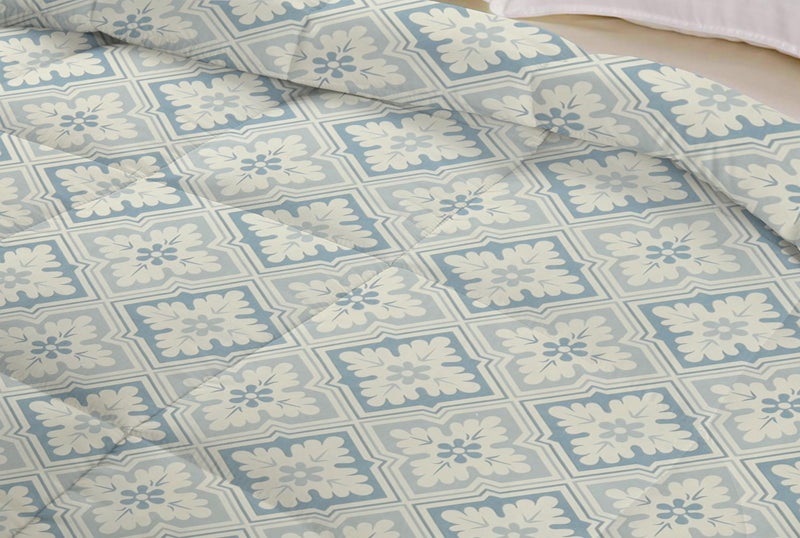 VAS COLLECTIONS BBS Home Summer AC Blanket Double Bed/Comforter/Duvet, 1 Fusion Reversible Double Comforter |220 GSM|Floral White and Grey|220 cm X 240 cm - Image 2
