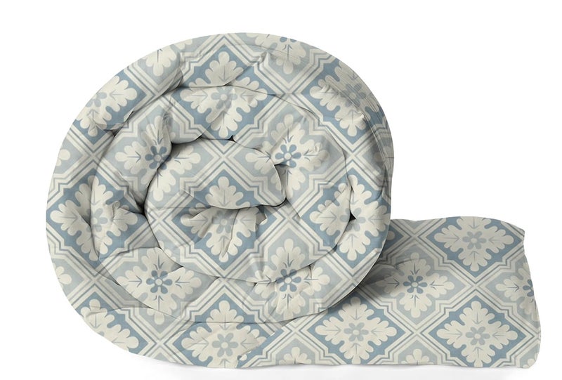 VAS COLLECTIONS BBS Home Summer AC Blanket Double Bed/Comforter/Duvet, 1 Fusion Reversible Double Comforter |220 GSM|Floral White and Grey|220 cm X 240 cm - Image 1