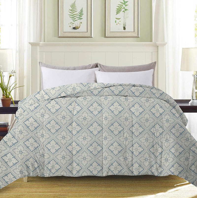 VAS COLLECTIONS BBS Home Summer AC Blanket Double Bed/Comforter/Duvet, 1 Fusion Reversible Double Comforter |220 GSM|Floral White and Grey|220 cm X 240 cm - Image 3