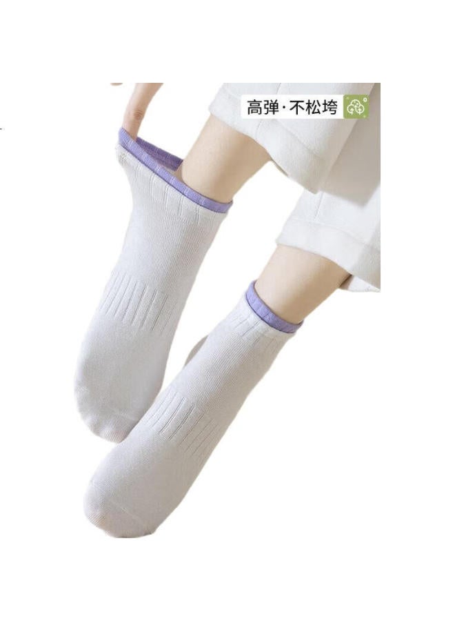 Miiow 6 Pairs Women'S Socks 100% Cotton Summer Sweat-Absorbent Odor-Proof Breathable Sports Socks Trendy Short Tube Cotton Socks - Image 2