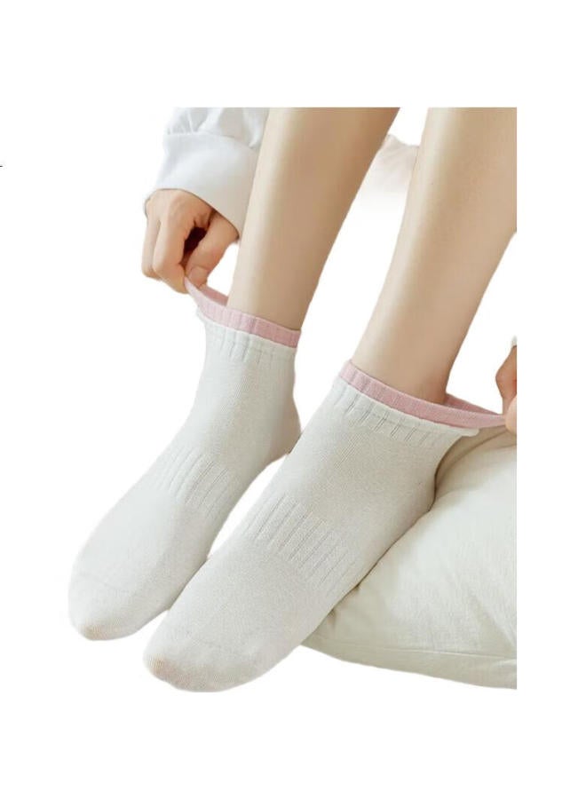 Miiow 6 Pairs Women'S Socks 100% Cotton Summer Sweat-Absorbent Odor-Proof Breathable Sports Socks Trendy Short Tube Cotton Socks - Image 1