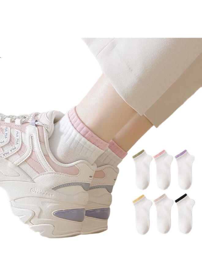 Miiow 6 Pairs Women'S Socks 100% Cotton Summer Sweat-Absorbent Odor-Proof Breathable Sports Socks Trendy Short Tube Cotton Socks - Image 3