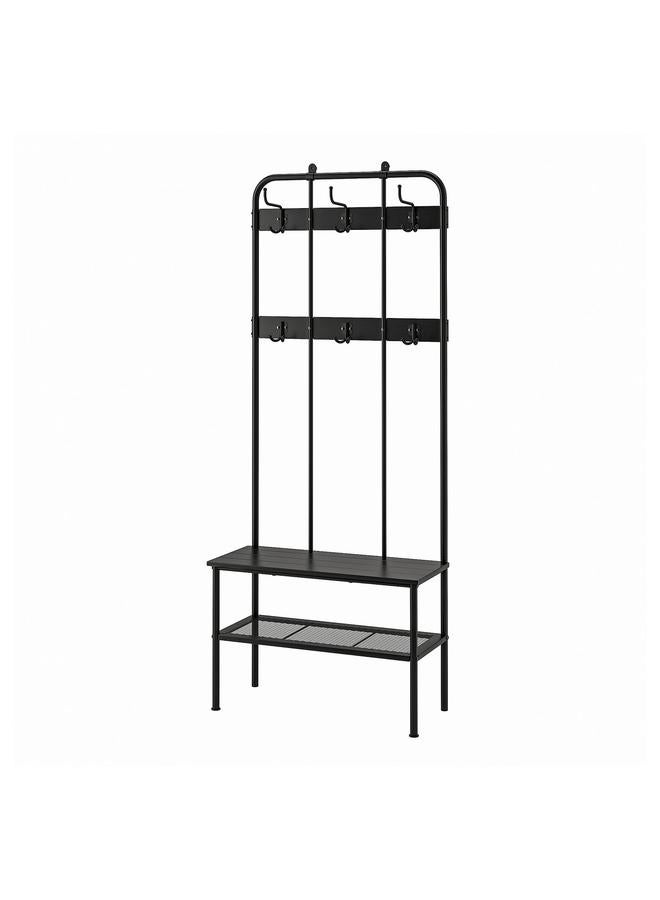 Green Tiger Coat Rack And Bench W Shoe Storage, Black, 190X35X79 Cm - Image 1