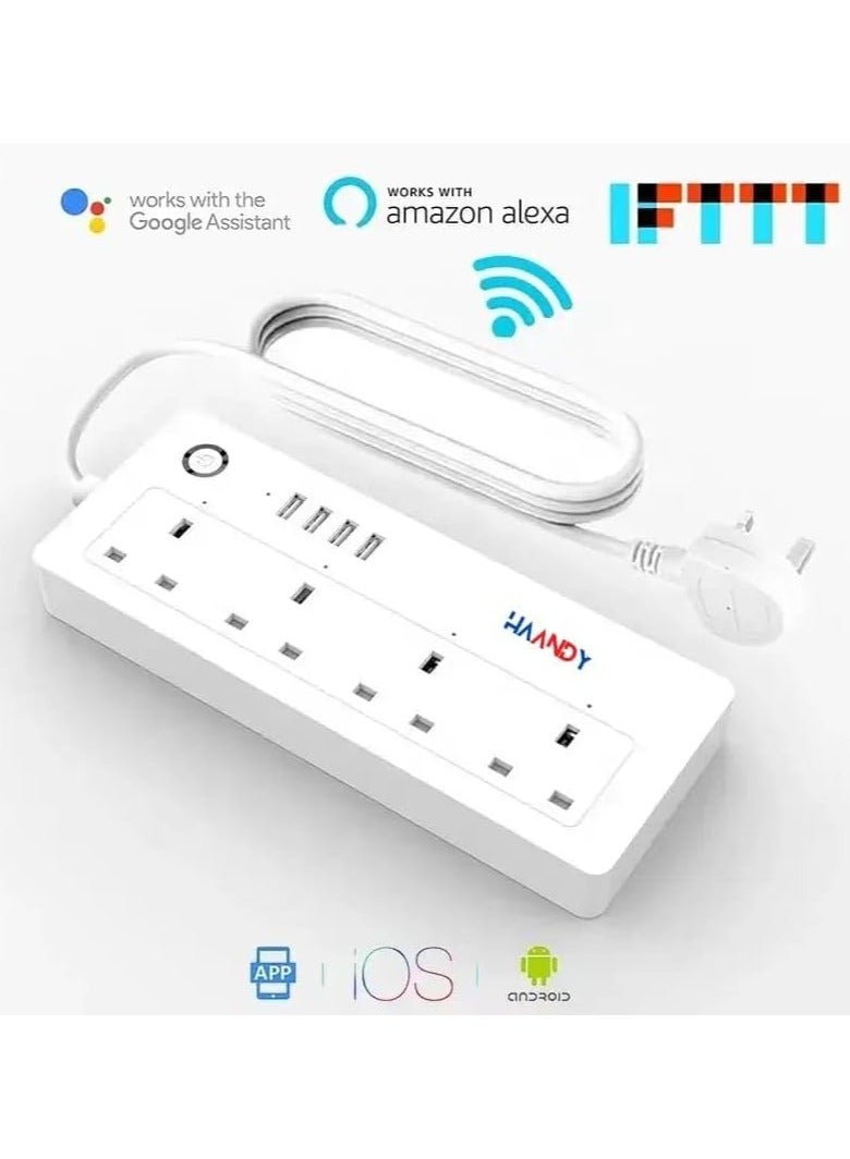 هاندي مقابس كهربائية ذكية واي فاي 4 اتجاهات مع 4 منافذ شحن USB، ملحق قطاع الطاقة مع  Alexa وAssistant - Image 2