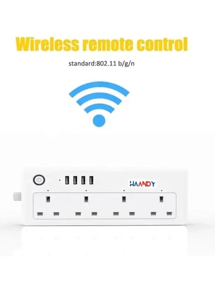 هاندي مقابس كهربائية ذكية واي فاي 4 اتجاهات مع 4 منافذ شحن USB، ملحق قطاع الطاقة مع  Alexa وAssistant - Image 3