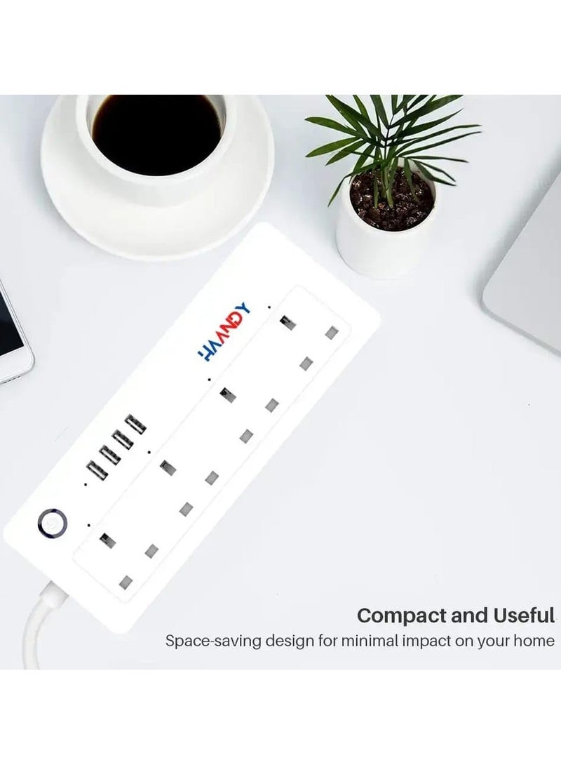 هاندي مقابس كهربائية ذكية واي فاي 4 اتجاهات مع 4 منافذ شحن USB، ملحق قطاع الطاقة مع  Alexa وAssistant - Image 4