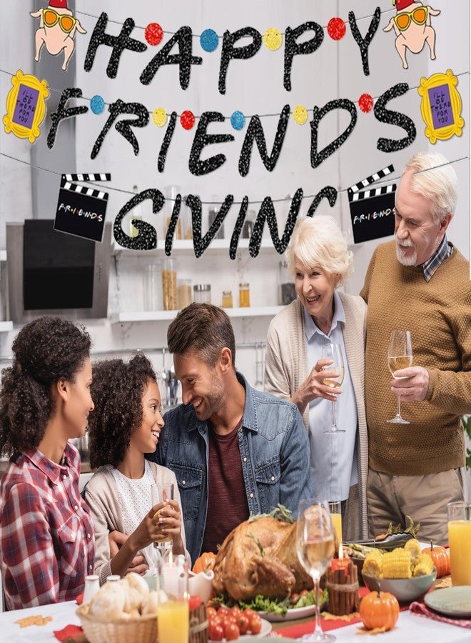 FUULOXE Happy Friendsgiving Banner Glitter Pre-assembled Banner for Thanksgiving Fall Friends Party Decorations - Image 3