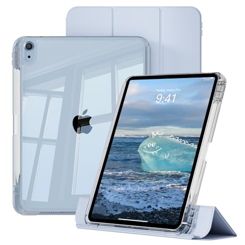 KenKe Case for iPad 11-Inch A16 11th Generation & iPad 10.9" 10th Generation (2025/2022) with Pencil Holder, Detachable 2 in 1 Sliding Removable Cover with Clear Hard Back, Auto Wake/Sleep, Sky Blue - Image 1