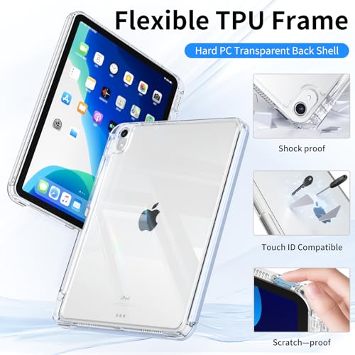KenKe Case for iPad 11-Inch A16 11th Generation & iPad 10.9" 10th Generation (2025/2022) with Pencil Holder, Detachable 2 in 1 Sliding Removable Cover with Clear Hard Back, Auto Wake/Sleep, Sky Blue - Image 5