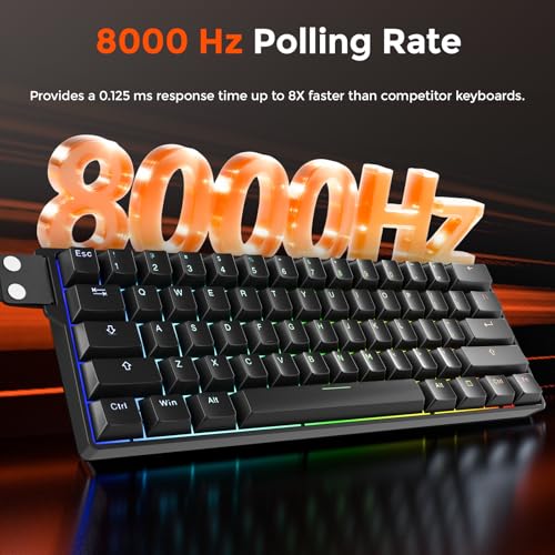 DAREU EK60 HE Rapid Trigger Gaming Keyboard Wired, 0.01mm RT Accuracy Adjustable, Hall Effect Magnetic Switch Hot Swappable, SOCD, 8000Hz Polling, RGB Backlit, 60% Compact Design for Laptop/PC - Image 4