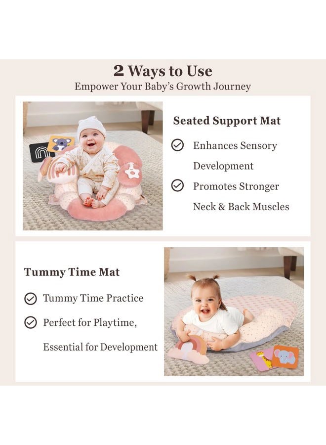 Foryoomi 4 in 1 Tummy Time Mat & Seated Support Pillows, Play Mat, Sitting Support for Newborn 0-12 Months, Infant Baby Sit Me Up Floor Seat, Sensory Development Gifts Tummy Time Play Toys, Rainbow - Image 2