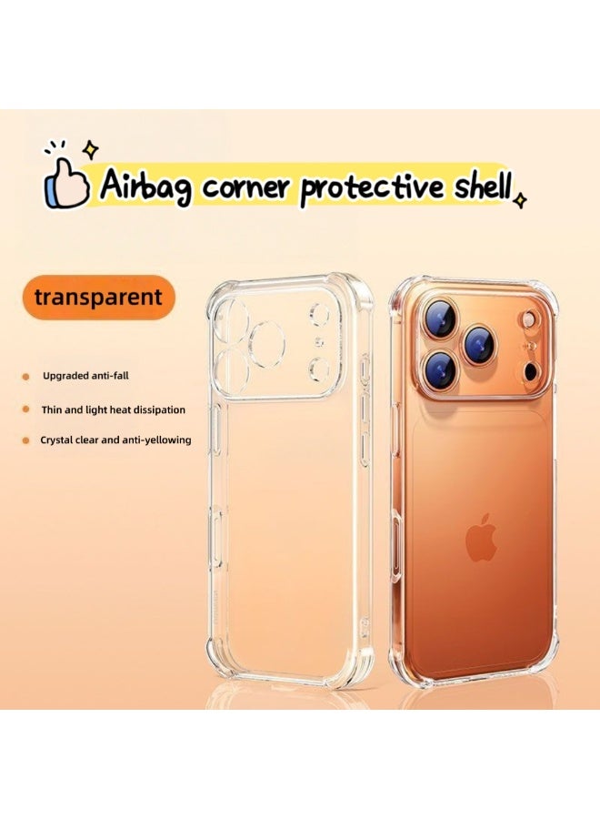 جراب 3 في 1 لهاتف iPhone 17 Pro Max، مزود بـ 4 وسائد هوائية منحنية على شكل حرف L، حماية عسكرية، جراب iPhone فائق الوضوح ومقاوم للصدمات، جراب فائق النحافة لهاتف iPhone 17 Pro Max مقاس 6.9 بوصة - شفاف - Image 1