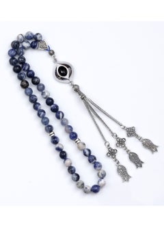Subhati Prayer Beads ( Misbah ) with metal Parts and Sodalite Stone | 8 MM Beads - 45 Pcs  - Image 2
