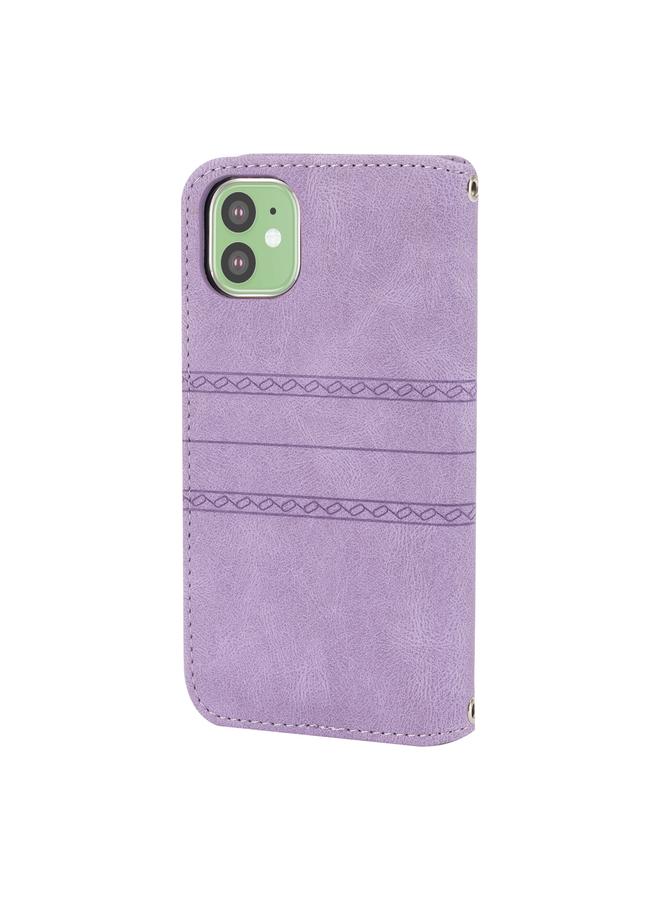 Zaboon Case For iPhone 11 Embossed Striped Magnetic Buckle PU + TPU Horizontal Flip Leather Case with Holder & Card Slot & Wallet & Photo Frame & Sling - Image 3