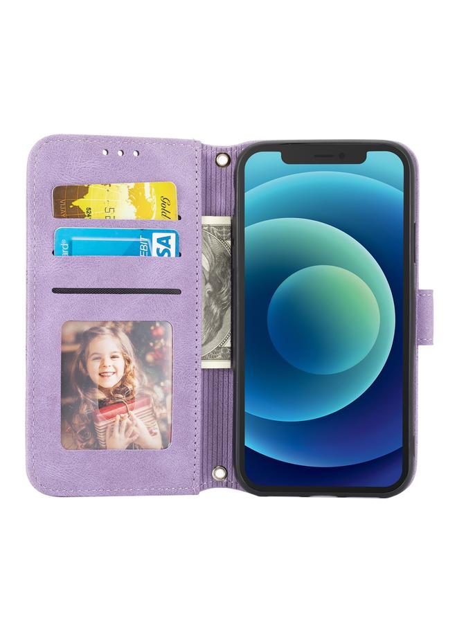 Zaboon Case For iPhone 11 Embossed Striped Magnetic Buckle PU + TPU Horizontal Flip Leather Case with Holder & Card Slot & Wallet & Photo Frame & Sling - Image 4