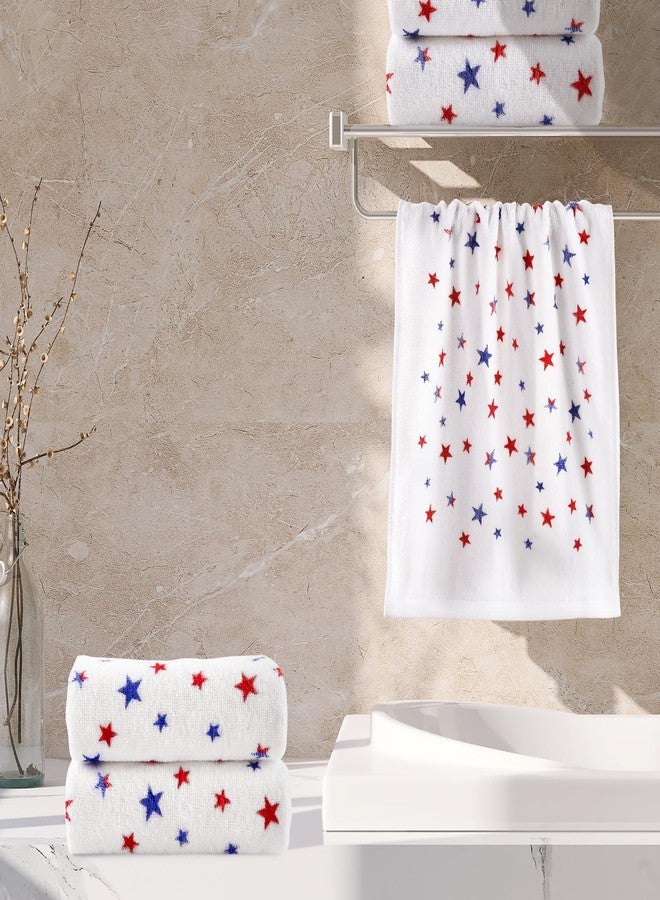 Quera 2 Pack Patriotic Hand Towels 100% Cotton 4th of July Independence Day Americana Stars Bathroom Decorative Towels Set for Drying, Cleaning, Cooking, 13.7'' x 29.5''(Blue Red Star) - Image 5