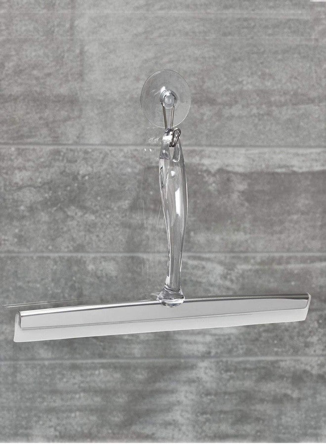 InterDesign iDesign Zia Metal and Plastic Bathroom Squeegee for Shower, Glass Doors, Floors, Mirrors, with Suction Hook Holder , 12 Inches, Clear and Stainless Steel - Image 2