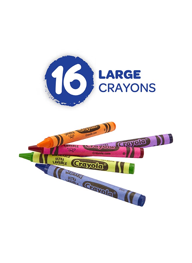 Ultra Clean Washable Crayons, Large Crayons For Toddlers, 16 Count, Gifts For Kids
