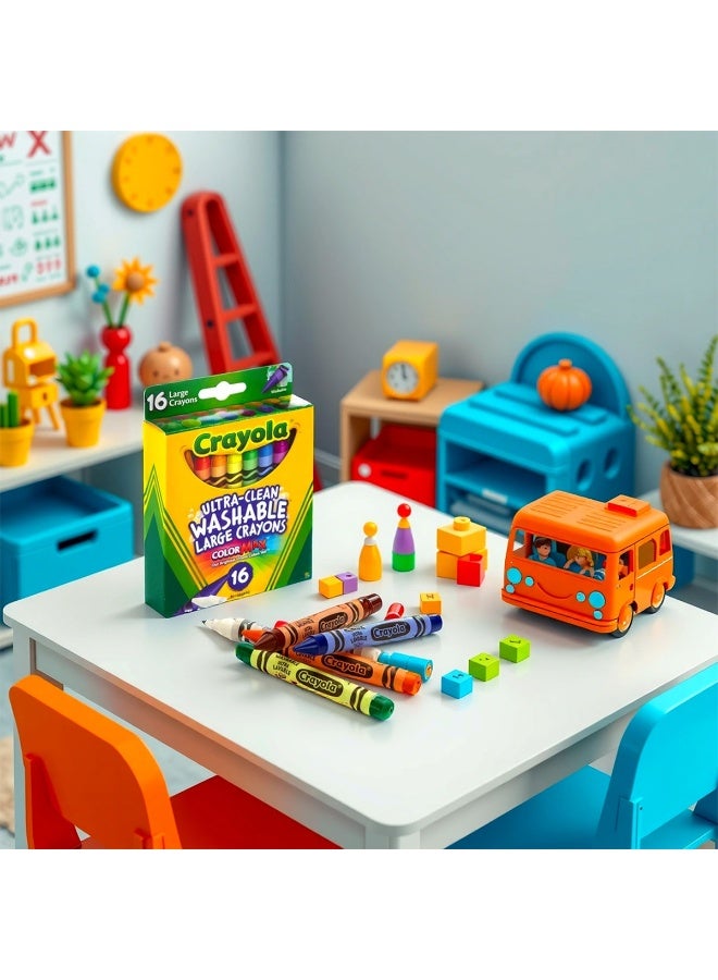 Crayola 16-Count Ultra-Clean Washable Large Crayons - Easy-Grip Thick Crayons for Toddlers, Washable Art Supply Starter Pack for Kids - Image 3
