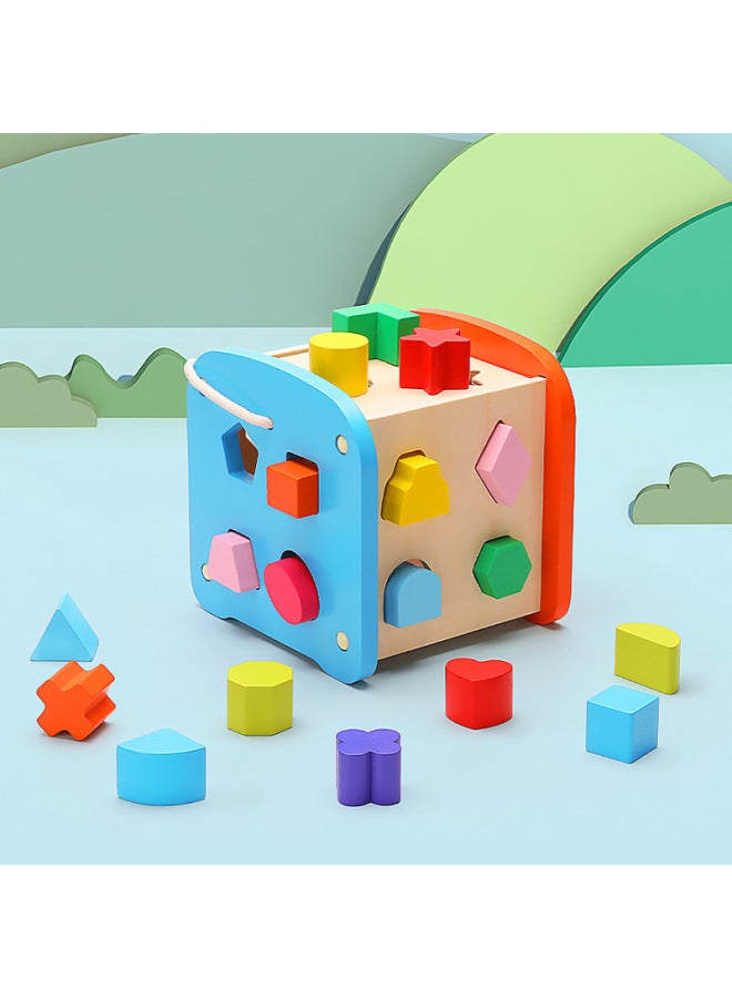 Children's Wooden Toys Multi-functional Shape Matching Set Column Around Beads Intelligence Box Early Education Educational Toys-Color:Intelligence Box Around Beads - Image 4