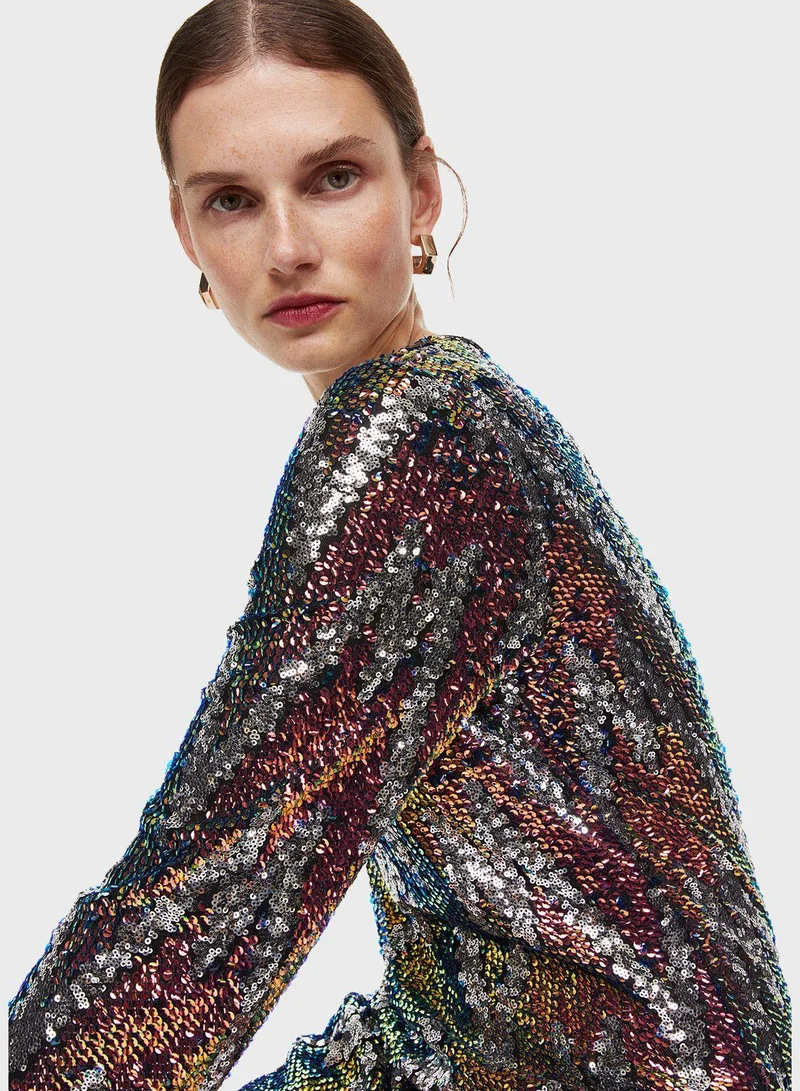 H&M Sequin Chevron Dress