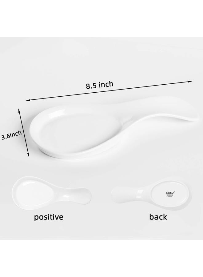 GDCZ Porcelain Spoon Rest - Large Spoon Holder Utensil Rest for Kitchen Counter Stove Top, Dishwasher Safe (White) - Image 2