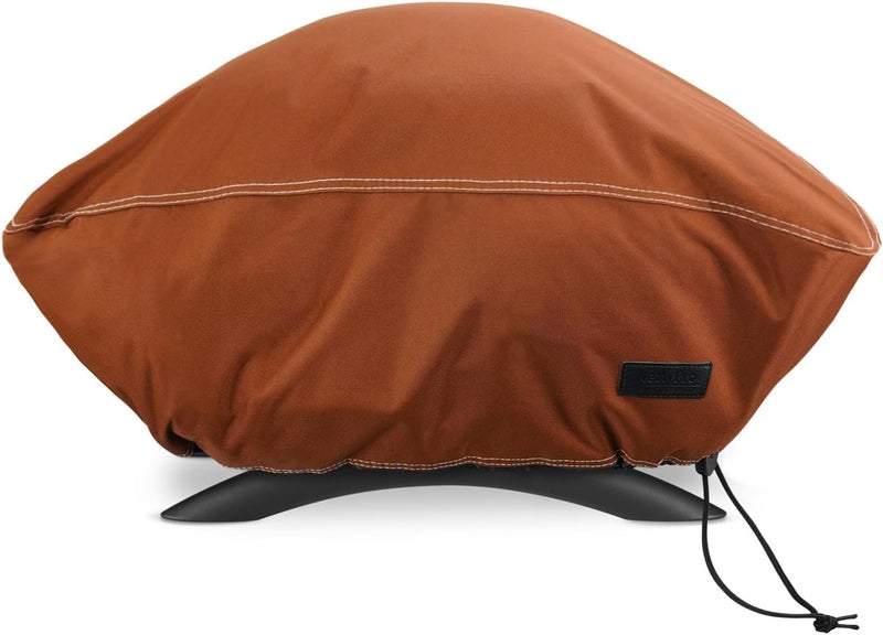 NettyPro غطاء لشواية لسلسلة Q الصغيرة، مقاوم للماء ومقاوم لأشعة الشمس، مناسب لشوايات Q 2400 وBaby Q الغازية، أبعاده 25 بوصة في العرض × 23 بوصة في العمق × 43 بوصة في الارتفاع، لونه بني. - Image 1