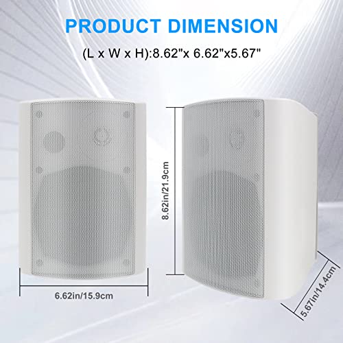 Herdio 525 Inch 600W Outdoor Bluetooth Speakers Waterproof Wired Wall Mount Weatherproof Loudspeaker System for Indoor Outdoor Garden Poolside Patio Garage Home4 SpeakersWhite - Image 3