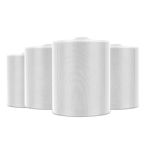 Herdio 525 Inch 600W Outdoor Bluetooth Speakers Waterproof Wired Wall Mount Weatherproof Loudspeaker System for Indoor Outdoor Garden Poolside Patio Garage Home4 SpeakersWhite - Image 1