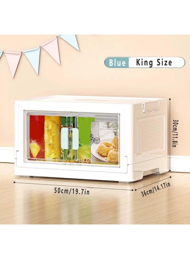 Alissa 2 Tier Plastic Folding Storage Cabinet, Stackable Clothing Cosmetics Organiser Box, Large Capacity Storage, Stackable to Save Space for Home Office Storage Box Dust-Proof - Image 2