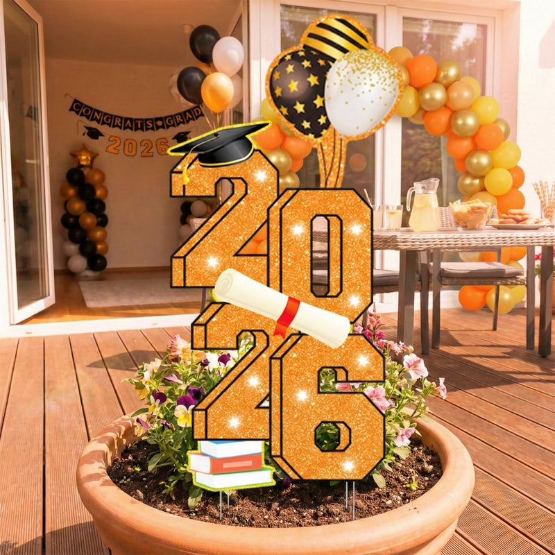 sewrung 2026 Graduation Decorations - 3.5FT Large Class 2026 Graduation Yard Sign Yard Decorations Congrats Graduation Lawn Signs 2026 Grad Yard Signs with Stakes for Outdoor Indoor Congrats Graduation Party Decoration Supplies - Image 4