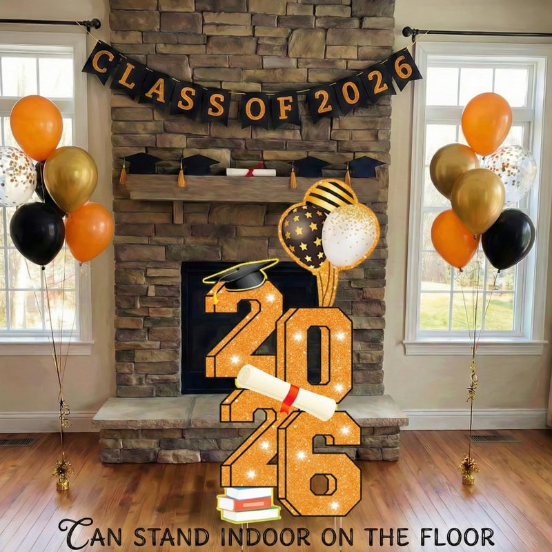 sewrung 2026 Graduation Decorations - 3.5FT Large Class 2026 Graduation Yard Sign Yard Decorations Congrats Graduation Lawn Signs 2026 Grad Yard Signs with Stakes for Outdoor Indoor Congrats Graduation Party Decoration Supplies - Image 5