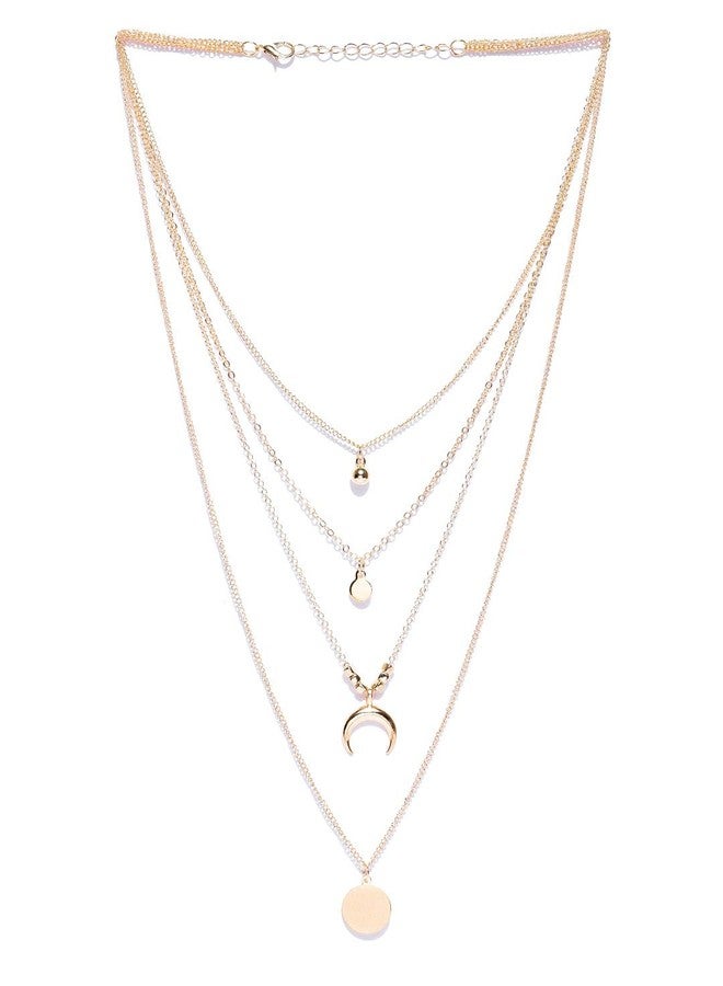 OOMPHelicious Jewellery Set of 2 Gold Tone Link Chain Lock & Horse Shoe GoodLuck Multi Layer Necklaces for Women & Girls - Image 3