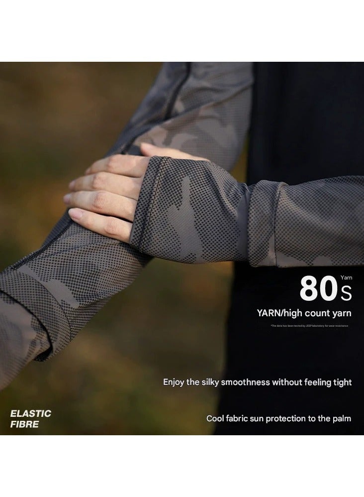 Goolsky Men’s Summer Camouflage Ice Silk Arm Sleeves – Loose Fit Breathable UV Protection Cycling Gloves, Cooling Sun Sleeves for Outdoor Sports  - Image 2