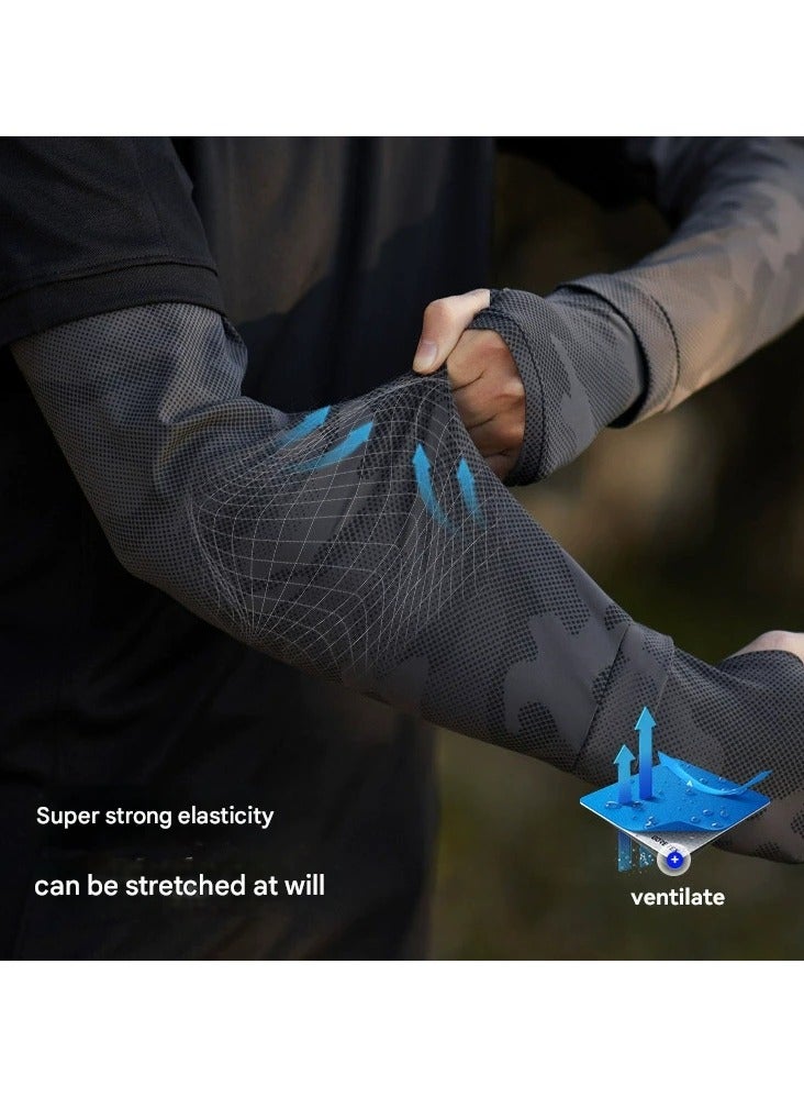Goolsky Men’s Summer Camouflage Ice Silk Arm Sleeves – Loose Fit Breathable UV Protection Cycling Gloves, Cooling Sun Sleeves for Outdoor Sports  - Image 4