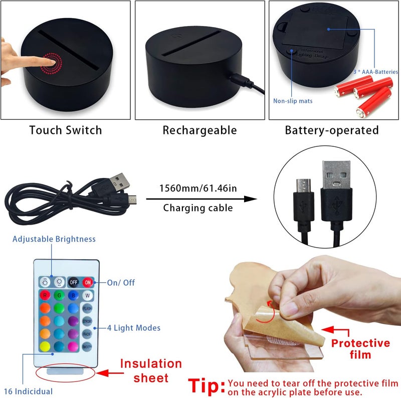 3D Fashion Game Action Crystal 3D Night Light LED Light 7/16 Colors Automatic Change Touch Remote Control Desk Bedroom Decoration Light Christmas Birthday Creative Gift - Image 4