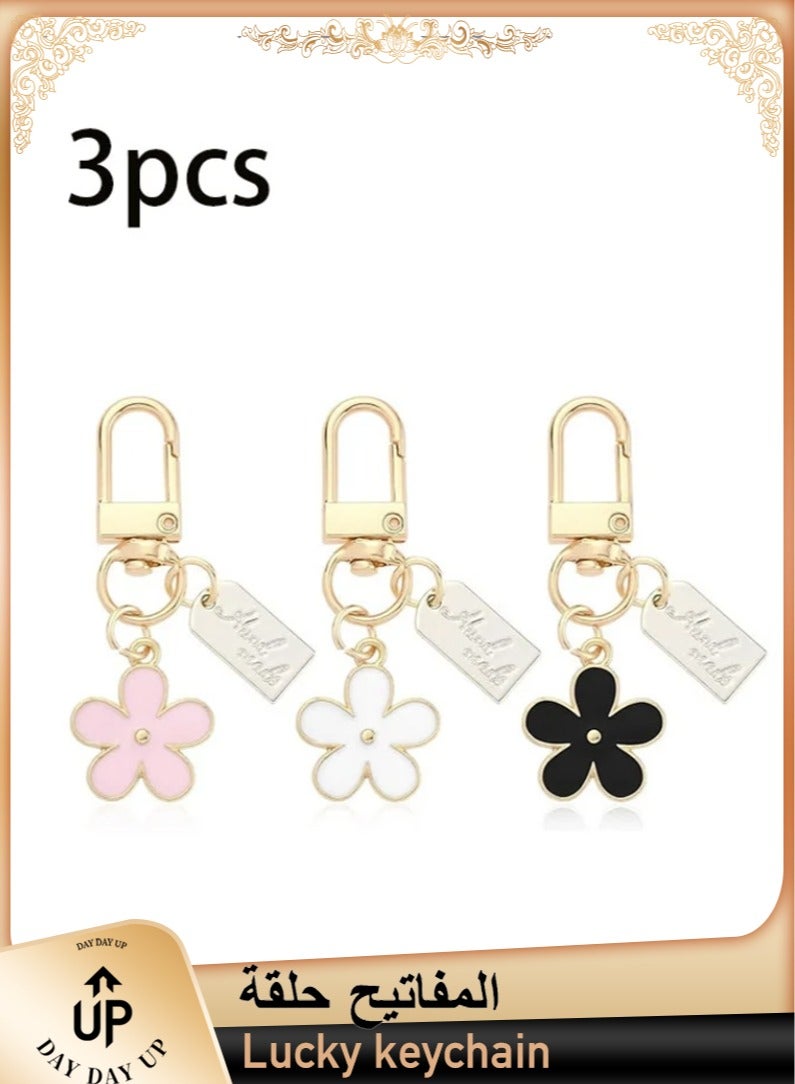 3 Pack Flower Keychains for Women Flower Handbag Charms Enameled Keychain, Cute Accessories for Girl's Backpack, Car Key, Handbag, Purse - Image 1