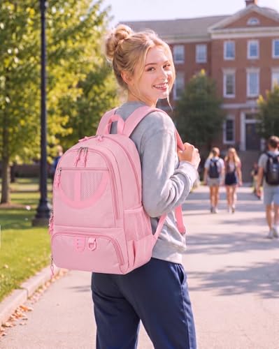 TRAILKICKER Basketball Bag Backpack for Women with Ball Shoes Compartment 30L Capacity Lightweight Breathable Girls Soccer Ball Bag Backpack Fit Volleyball Football Sports Travel School Gym Pink - Image 3
