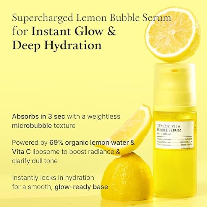 FULLY Lemon Vita Bubble Facial Serum, 69% Organic Jeju Lemon Water & Vitamin C, Instant Glow & Hydration, Niacinamide + Glutathione for Radiance & Tone Refining, Vegan Korean Skincare, 3.21 fl.oz - Image 3
