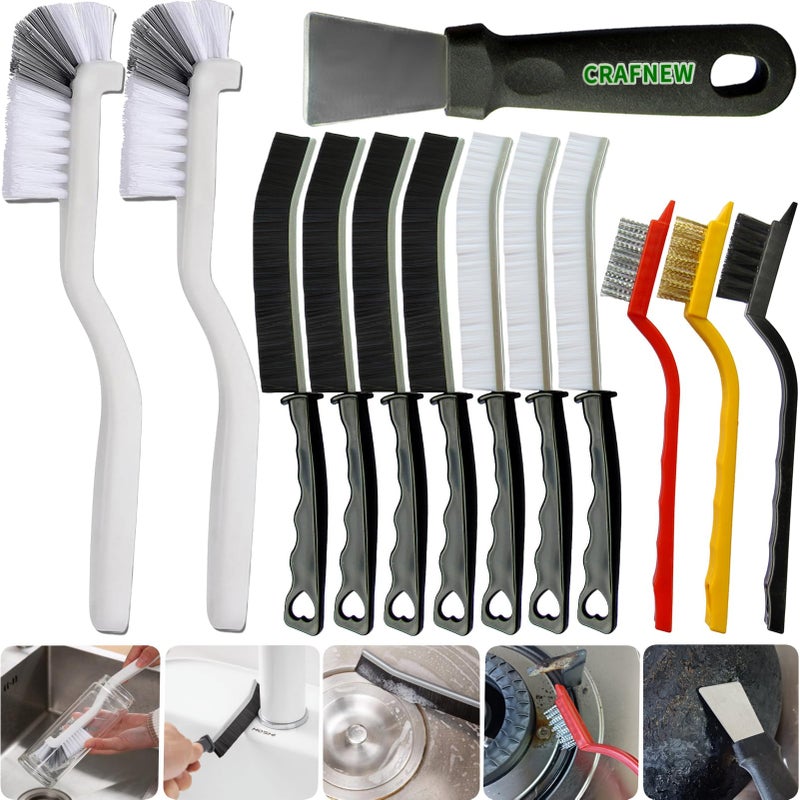 CRAFNEW 13Pcs Crevice Cleaning Brush Set, Cleaning Brush Tools, Hard Bristle Gap Household Cleaning Products Suitable for Toilets, Kitchens, bathrooms, Cups, Windows - Image 1