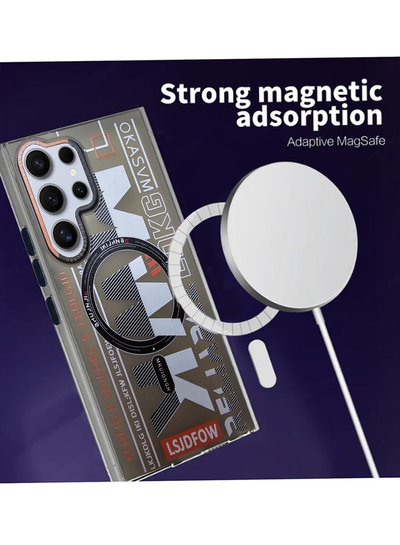 Aesthetic Translucent TPU MWK Magnetic Magsafe Case with Raised Camera Lens Protector for Samsung Galaxy S24 Ultra - Light Black
