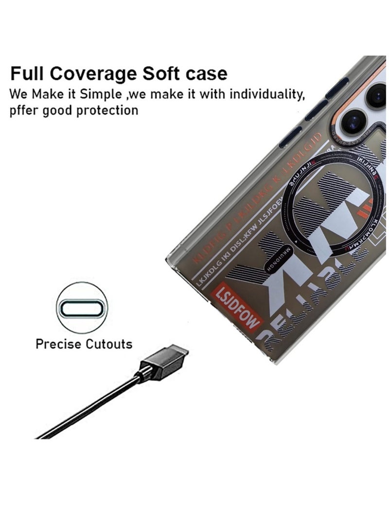 Aesthetic Translucent TPU MWK Magnetic Magsafe Case with Raised Camera Lens Protector for Samsung Galaxy S24 Ultra - Light Black