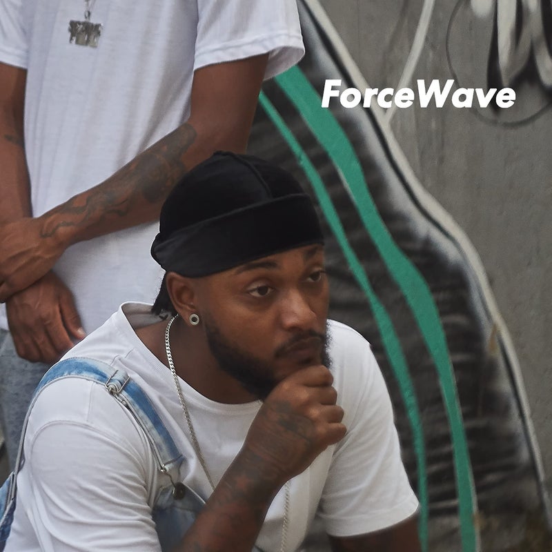 ForceWave Velvet Durag for Men Wave Cap Velvet Dorag for Men Women 360 Wave (Black) - Image 5