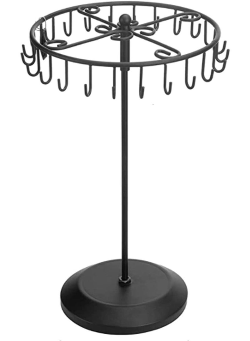 kunshao 360 Degree Rotating Necklace Holder Stand, Jewelry Organizer with 23 Hooks, 14 Inch, Black, Ramadan Eid Gift - Image 2