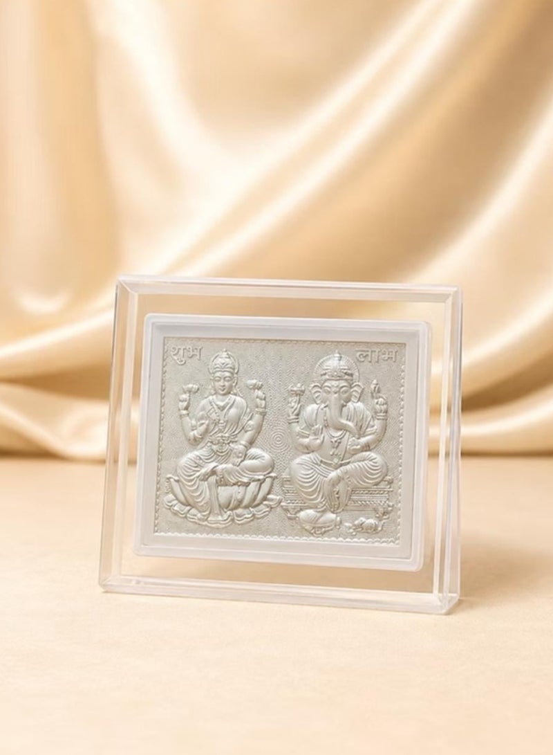 KHUSHBOO JEWELS MINI PURE 999 SILVER LAKSHMI GANESHA FRAME (9.5*10.5CM) - Image 1